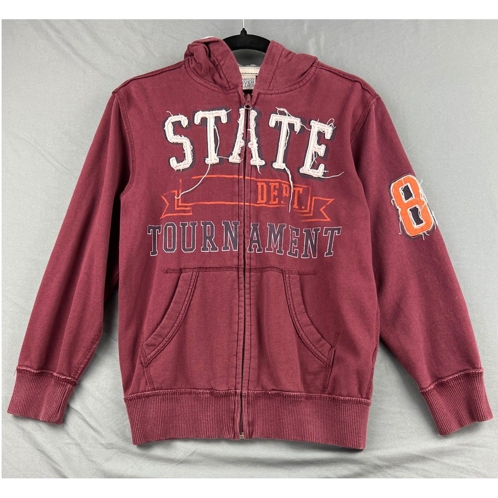 Canyon River Blues Hoodie Girls M 10/12 State Tournament Zip Up Maroon Excellent
